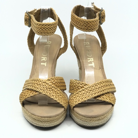 REPORT TAN WOVEN LEATER WEDGE SANDAL - Picture 2 of 8